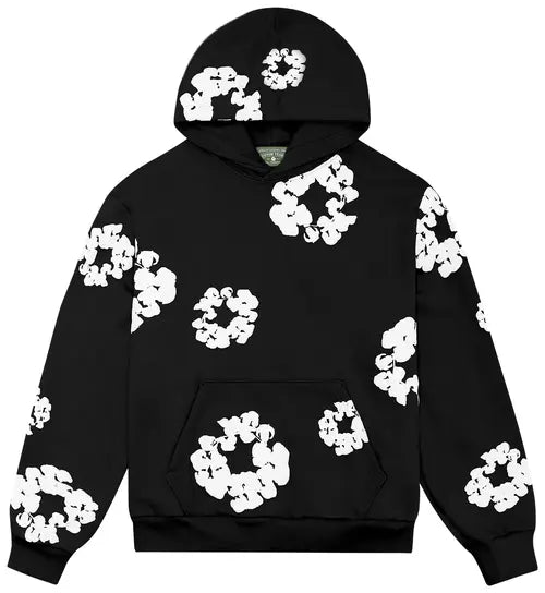 Hoodie für Herren mit Blumenmuster, Kängurutasche und langen Ärmeln