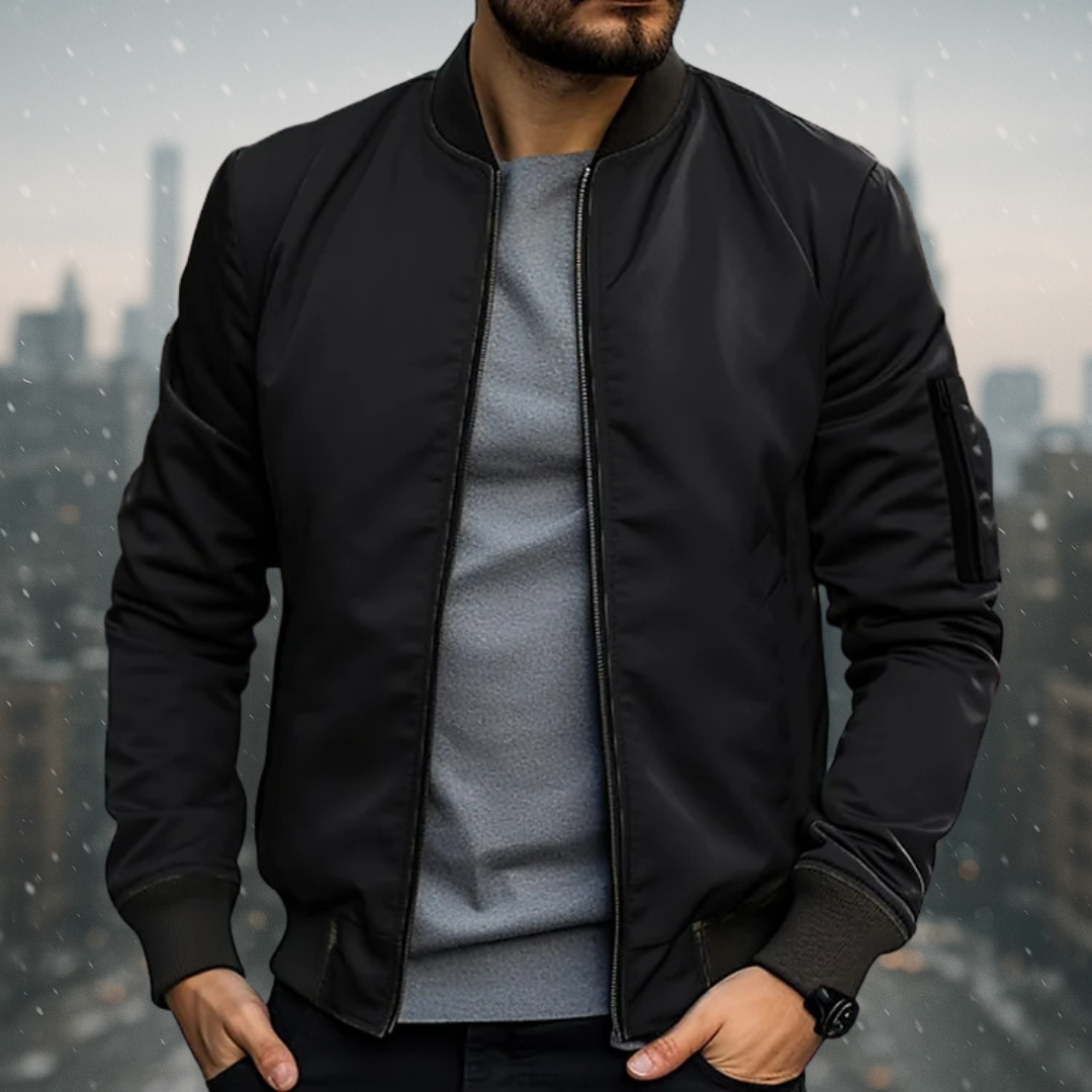 Blouson Bomber Zippé à Col Montant et Manches Raglan pour Homme
