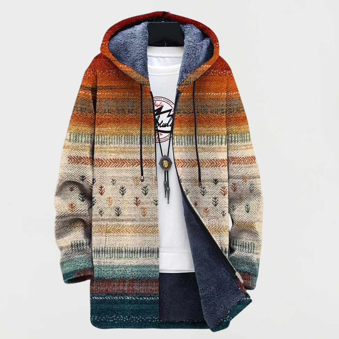 Women's Striped Autumn Coat - Relaxed Fit