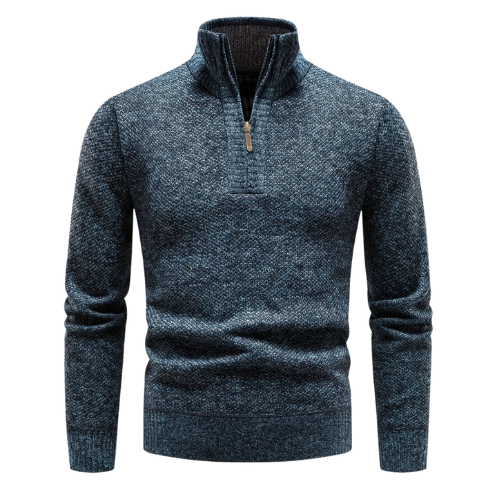 Pull Col Montant à Demi Zip et Maille Chinée pour Homme