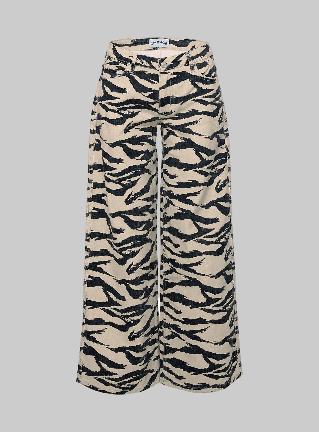 Jean Femme Taille Basse Coupe Large – Denim Coton Imprimé Tigre
