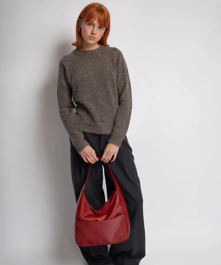 Women's Vegan Leather Hobo Handbag with a Wide Strap