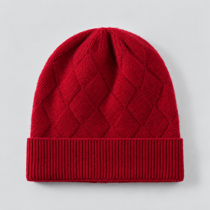 Femme Bonnet en Cachemire Texturé Diamant