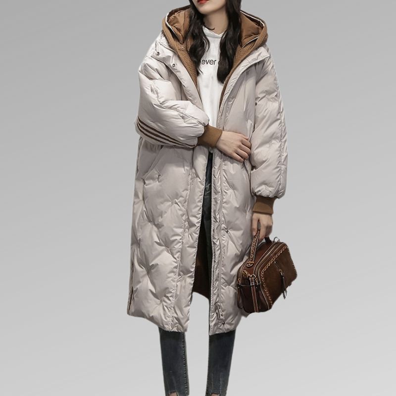 Charlotte | Manteau long en duvet avec capuche pour femme | Hiver