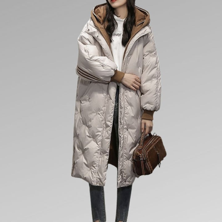 Charlotte | Manteau long en duvet avec capuche pour femme | Hiver