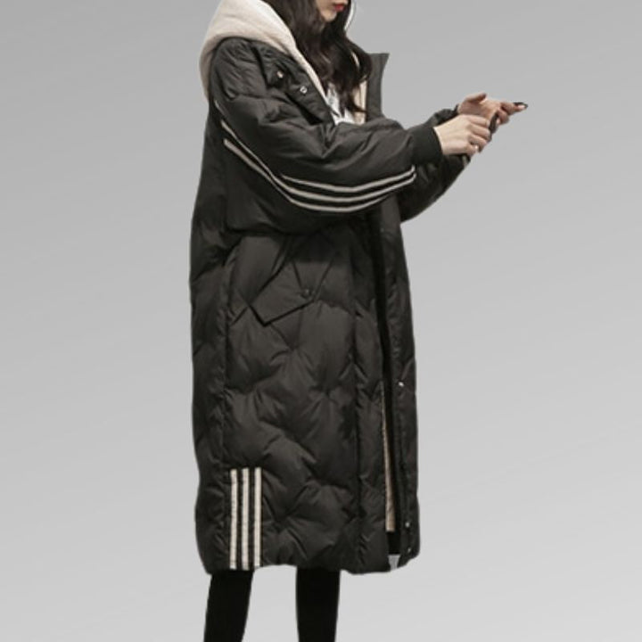 Charlotte | Manteau long en duvet avec capuche pour femme | Hiver