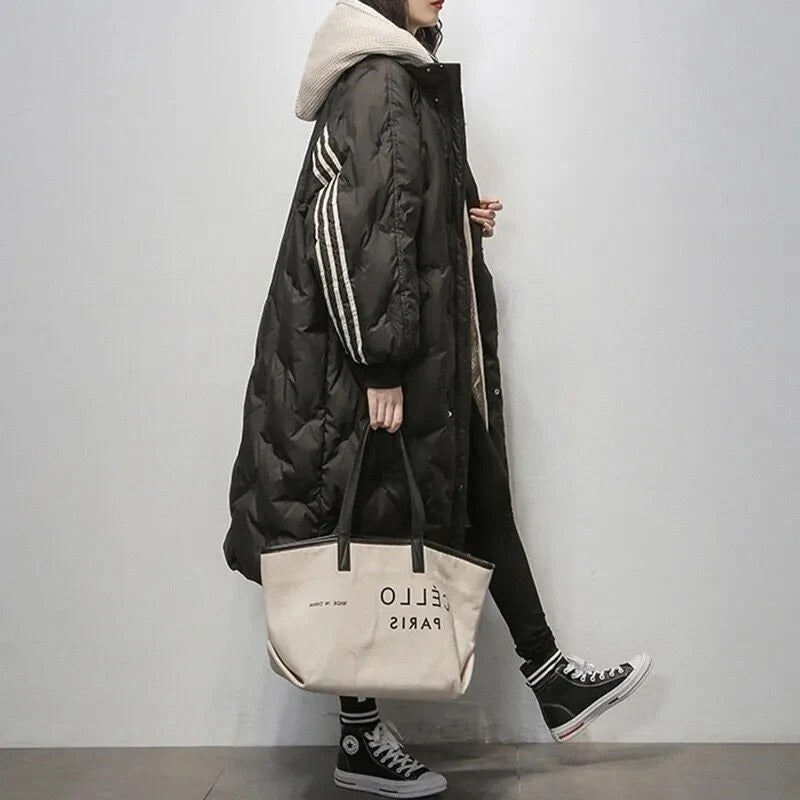 Charlotte | Manteau long en duvet avec capuche pour femme | Hiver