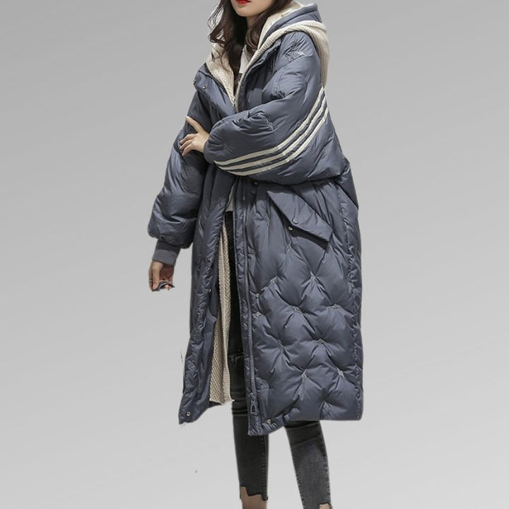 Charlotte | Manteau long en duvet avec capuche pour femme | Hiver