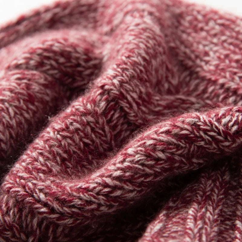 Bonnet Femme Cachemire Maille Torsadée Revers Côtelé