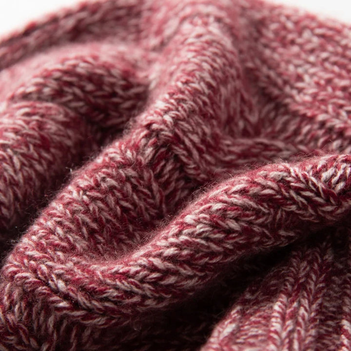 Bonnet Femme Cachemire Maille Torsadée Revers Côtelé
