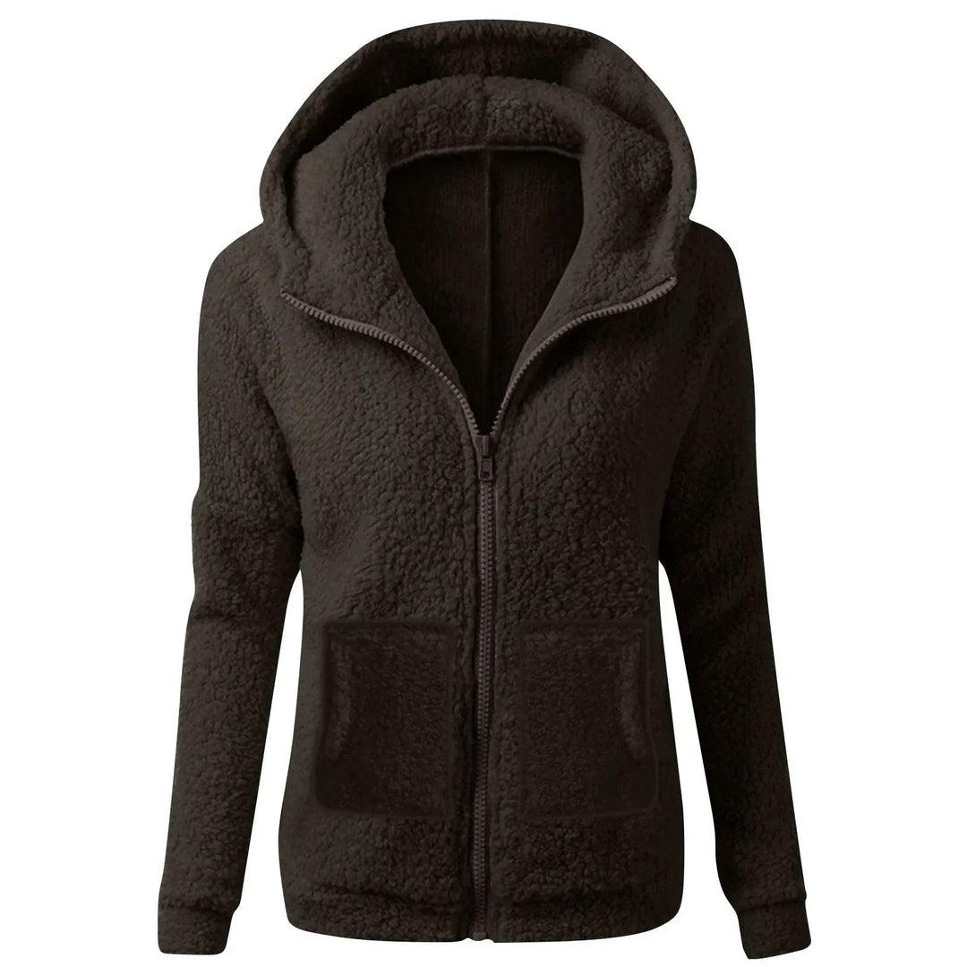 Sweat à Capuche Femme Doublé Sherpa Zippé avec Poches