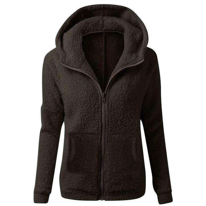Sweat à Capuche Femme Doublé Sherpa Zippé avec Poches