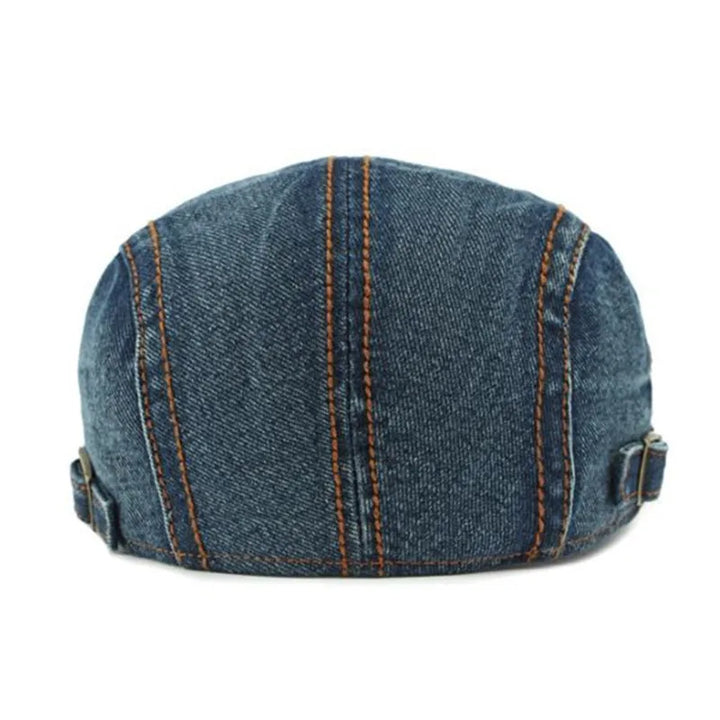 Berretto piatto da uomo in denim con cinturino regolabile
