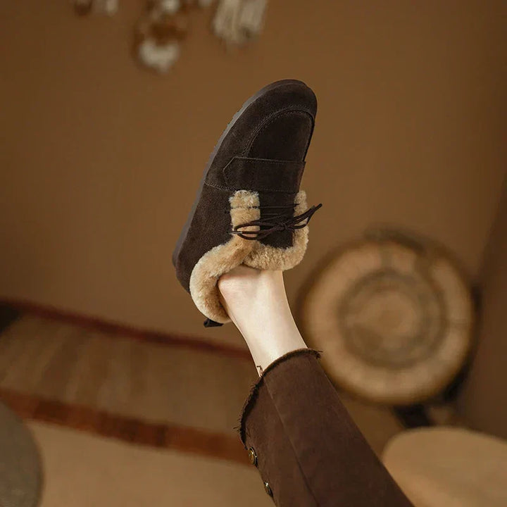 Bottes Femme Hiver À Lacets Doublées Laine Avec Bout Mocassin