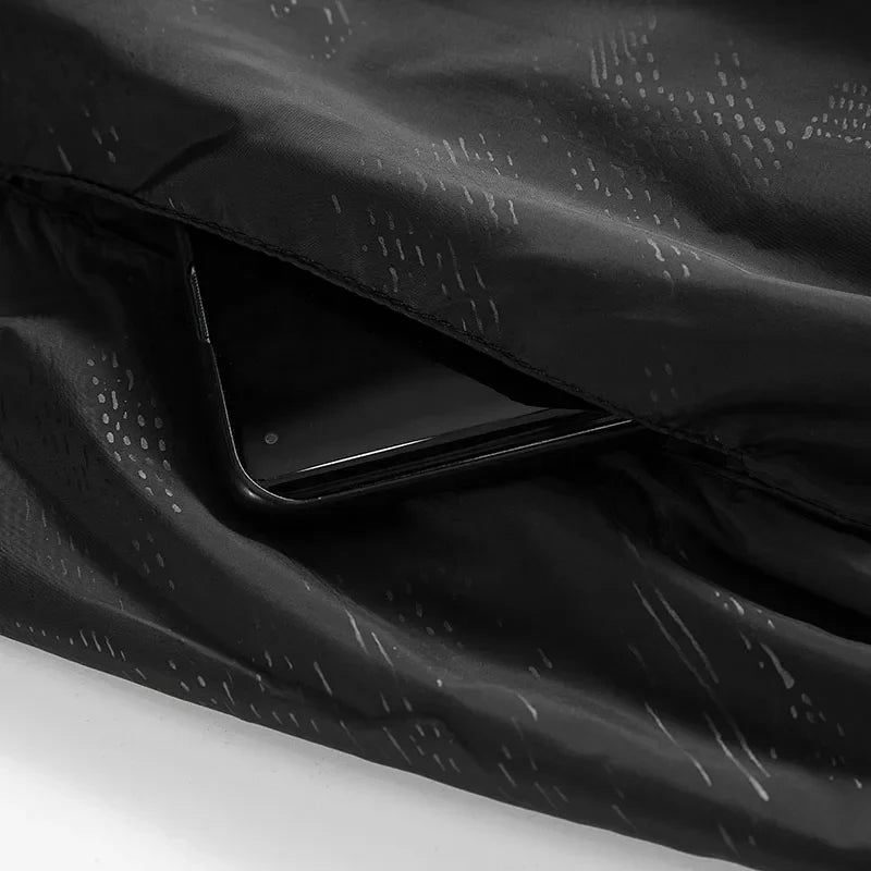 Men's Waterproof Hooded Windbreaker with Full-Zip Closure