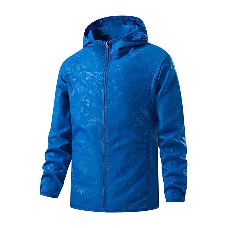 Men's Waterproof Hooded Windbreaker with Full-Zip Closure