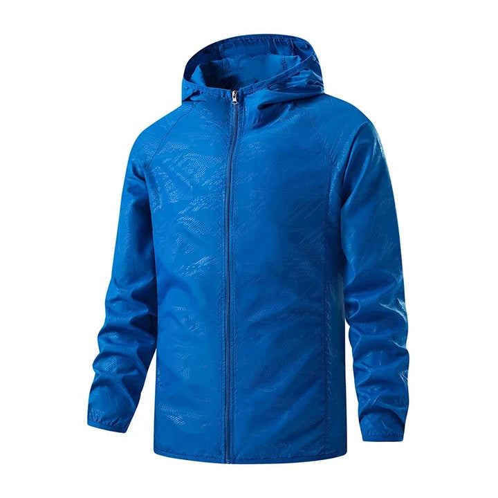 Men's Waterproof Hooded Windbreaker with Full-Zip Closure