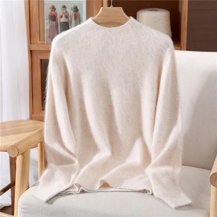 Pullover da donna in cashmere, collo alto e vestibilità casual