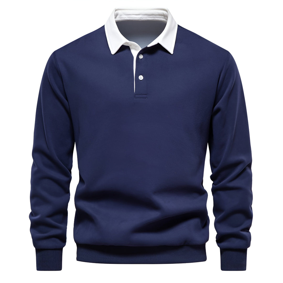 Pull à Col Polo Contrastant et Boutonnage pour Homme