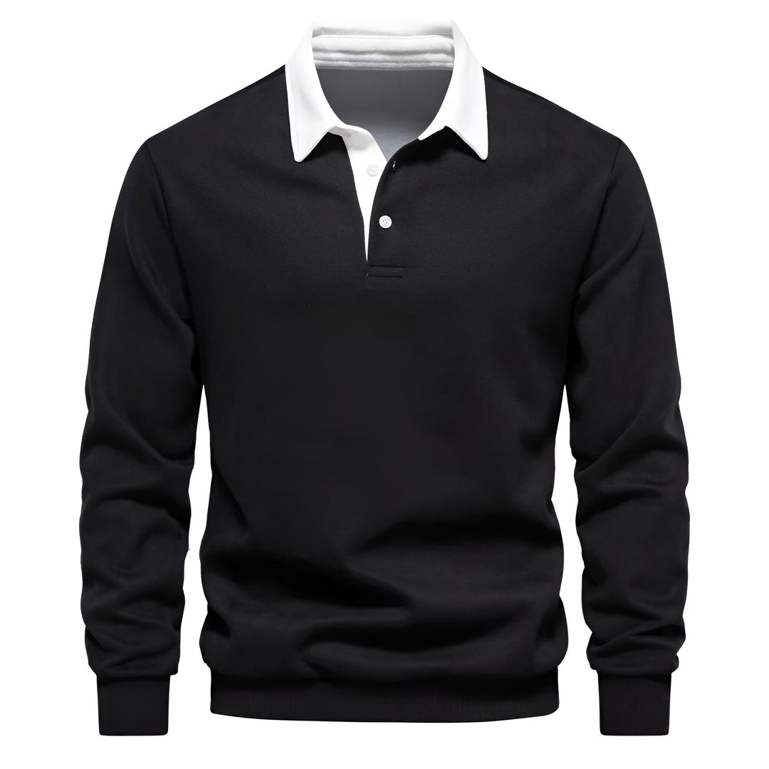 Pull à Col Polo Contrastant et Boutonnage pour Homme