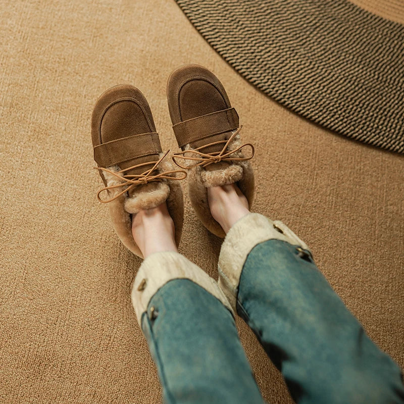 Bottes Femme Hiver À Lacets Doublées Laine Avec Bout Mocassin