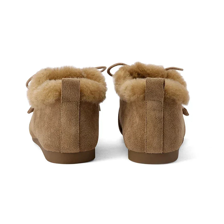 Bottes Femme Hiver À Lacets Doublées Laine Avec Bout Mocassin