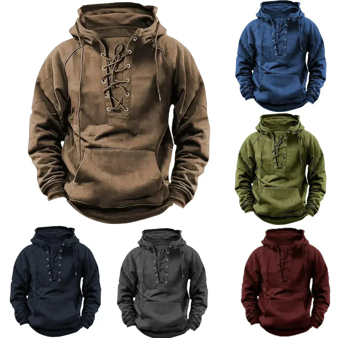 Men's Heavyweight Cotton Hoodie with Drawstrings and Kangaroo Pocket