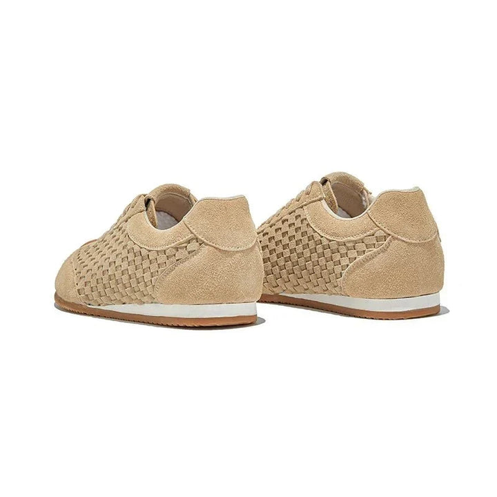 Baskets Femme Basses En Toile Tressée Avec Lacets Et Semelle Gomme