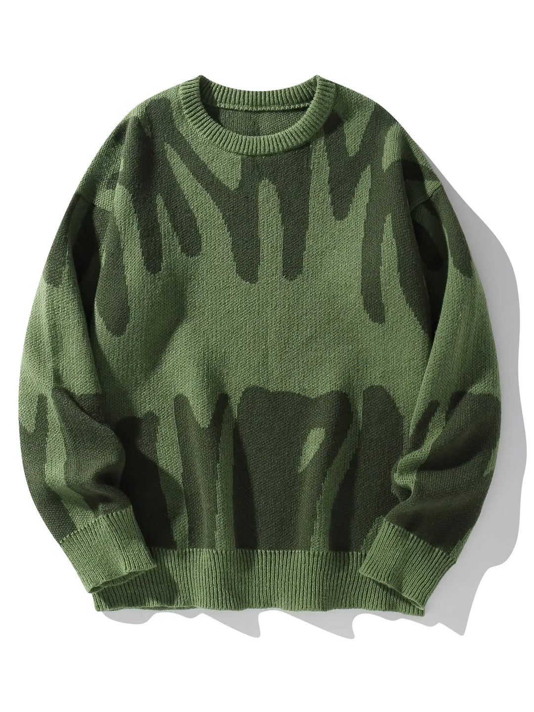 Herrenpullover mit Rundhalsausschnitt, abstraktem Muster und kontrastierendem Strick