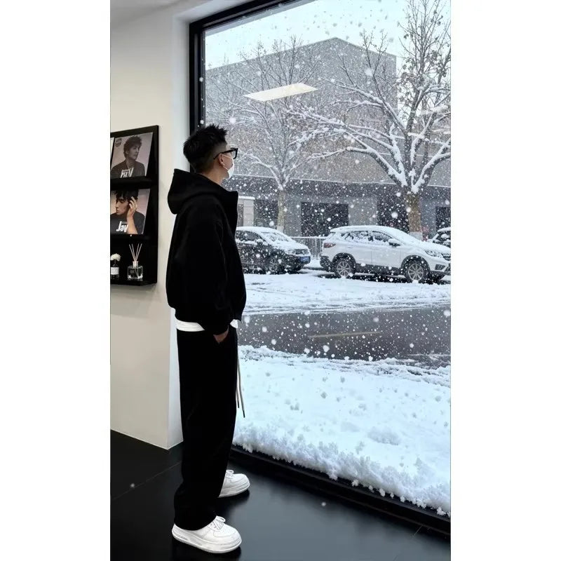 Herren-Trainingsanzug mit Kapuzenjacke mit Reißverschluss und Hose mit Taschen
