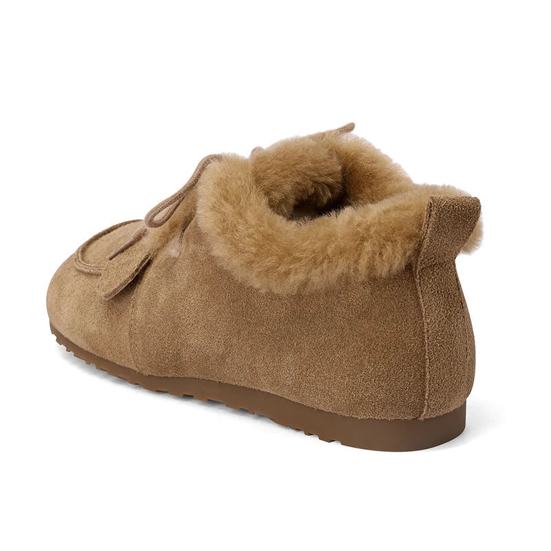 Bottes Femme Hiver À Lacets Doublées Laine Avec Bout Mocassin