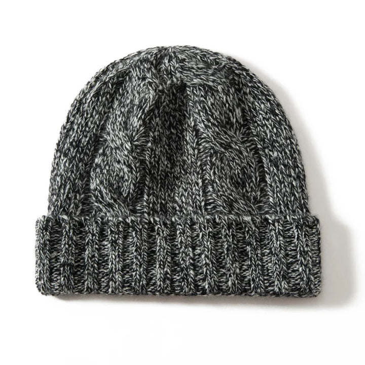Bonnet Femme Cachemire Maille Torsadée Revers Côtelé