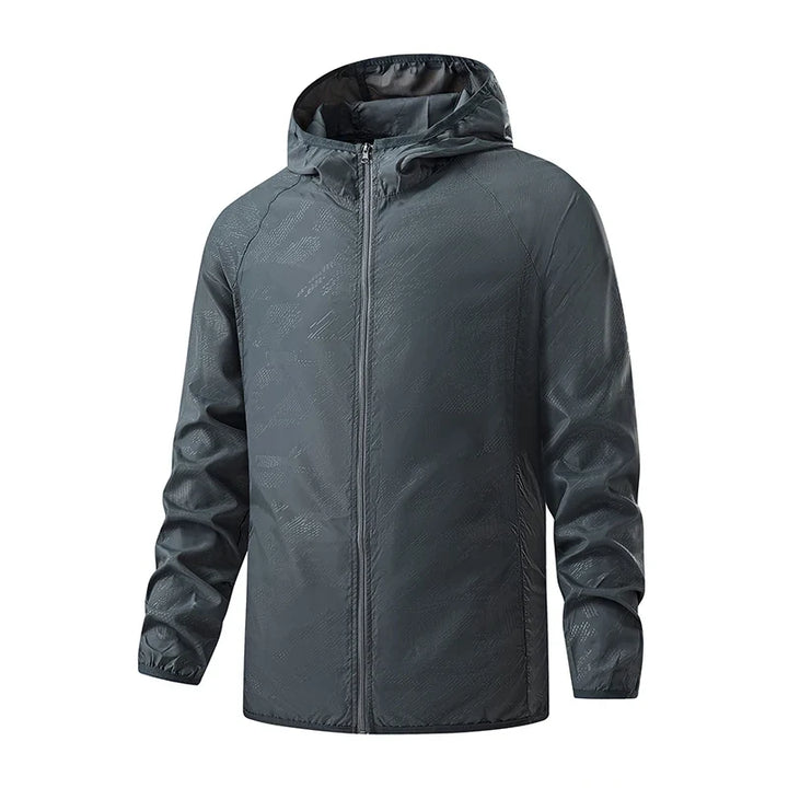 Men's Waterproof Hooded Windbreaker with Full-Zip Closure