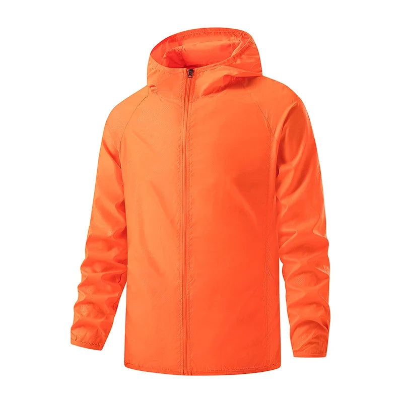 Men's Waterproof Hooded Windbreaker with Full-Zip Closure