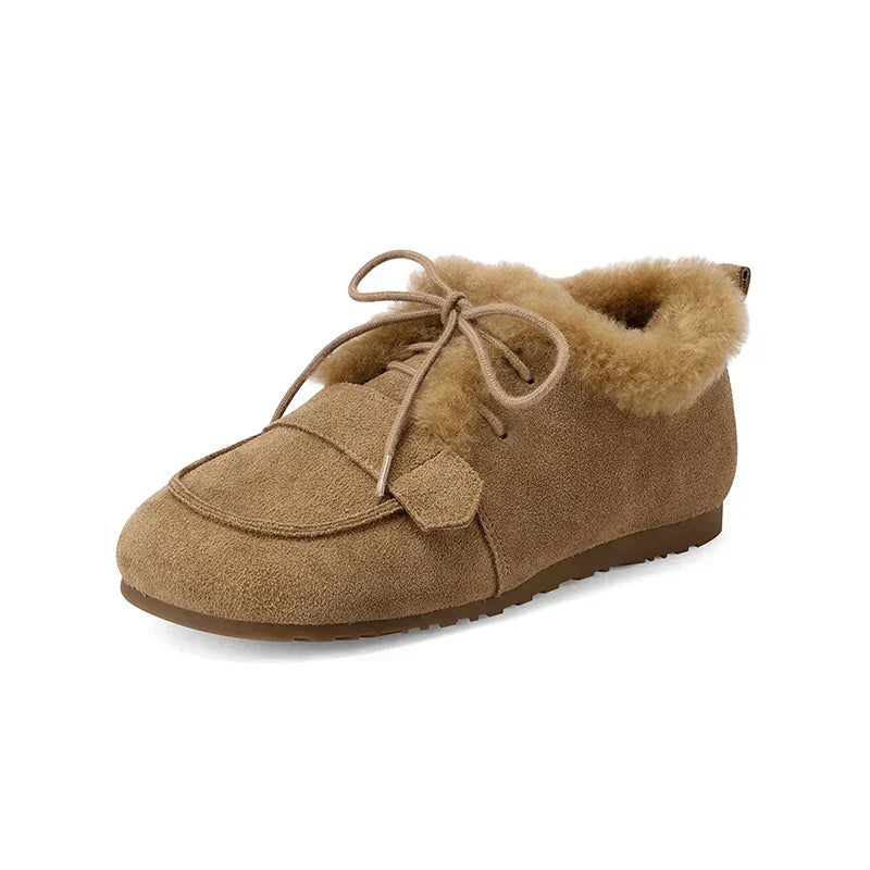 Bottes Femme Hiver À Lacets Doublées Laine Avec Bout Mocassin