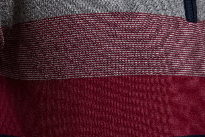 Suéter a rayas para hombre con media cremallera y mezcla de algodón