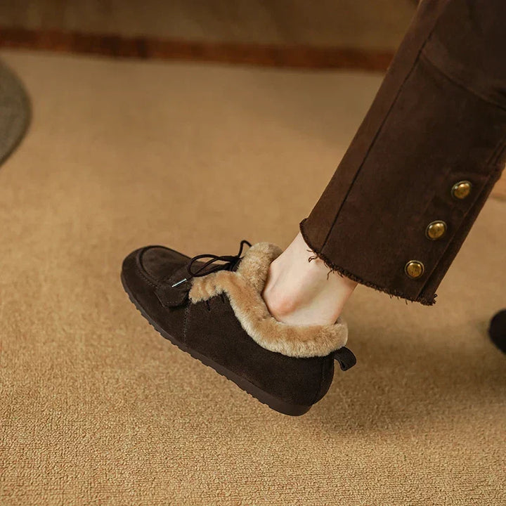 Bottes Femme Hiver À Lacets Doublées Laine Avec Bout Mocassin