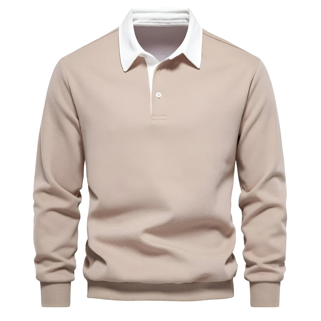 Pull à Col Polo Contrastant et Boutonnage pour Homme