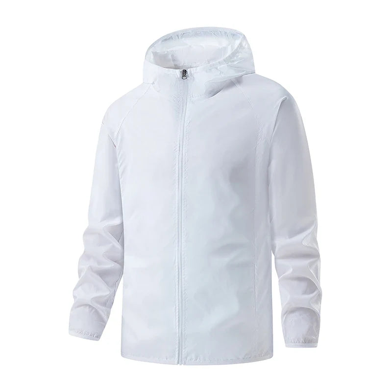 Men's Waterproof Hooded Windbreaker with Full-Zip Closure