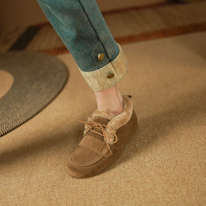 Bottes Femme Hiver À Lacets Doublées Laine Avec Bout Mocassin