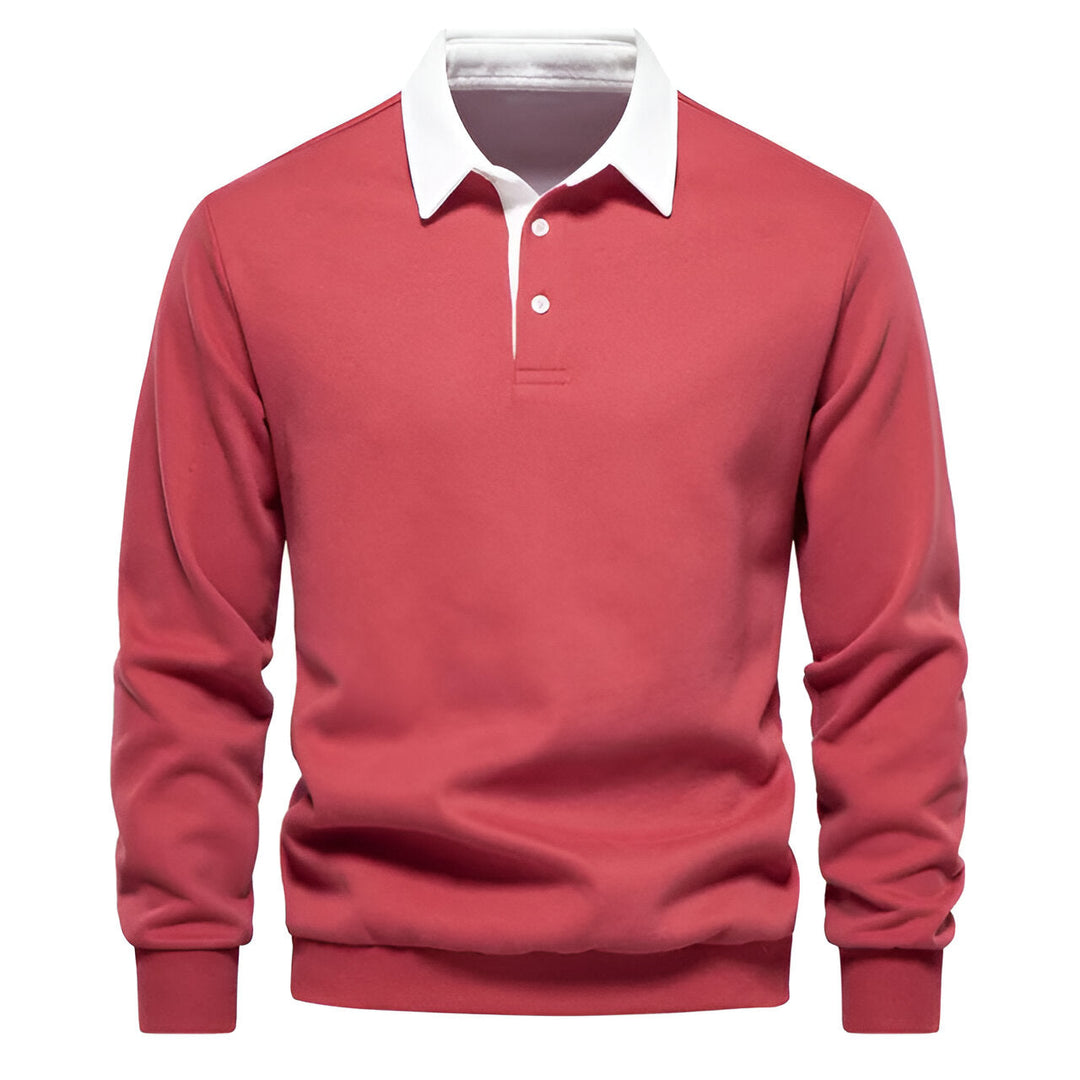Pull à Col Polo Contrastant et Boutonnage pour Homme
