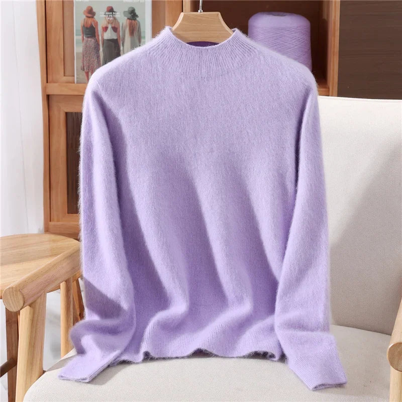 Pullover da donna in cashmere, collo alto e vestibilità casual