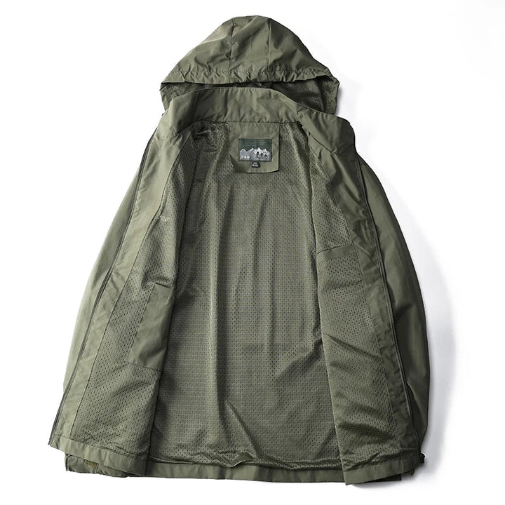 Coupe-Vent Homme Imperméable à Capuche Poche Poitrine