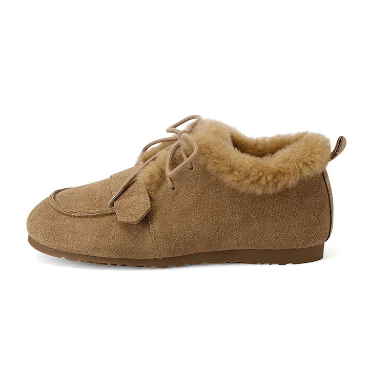 Bottes Femme Hiver À Lacets Doublées Laine Avec Bout Mocassin