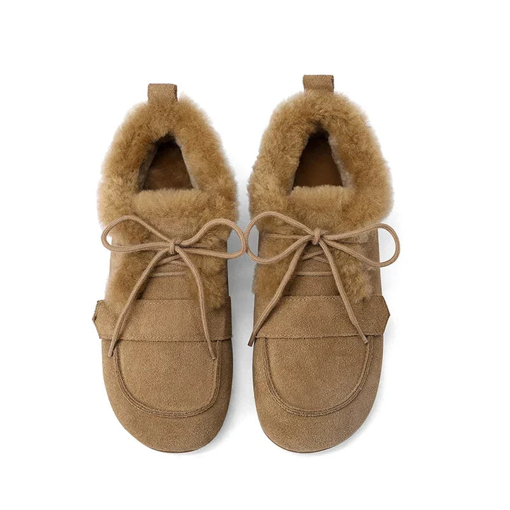 Bottes Femme Hiver À Lacets Doublées Laine Avec Bout Mocassin