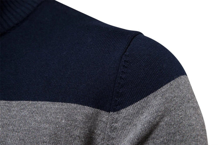Suéter a rayas para hombre con media cremallera y mezcla de algodón