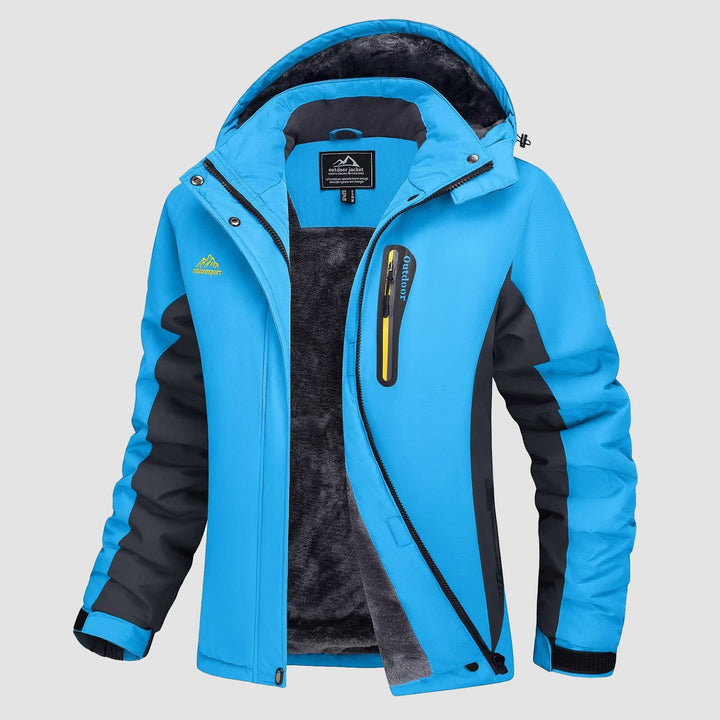 Veste de Ski Femme Imperméable Doublée Polaire à Capuche