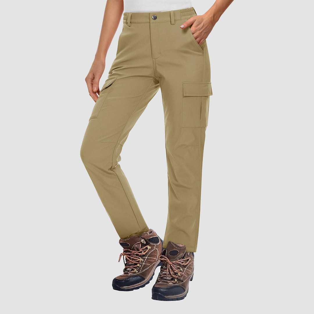 Pantaloni da trekking da donna, foderati in pile e idrorepellenti