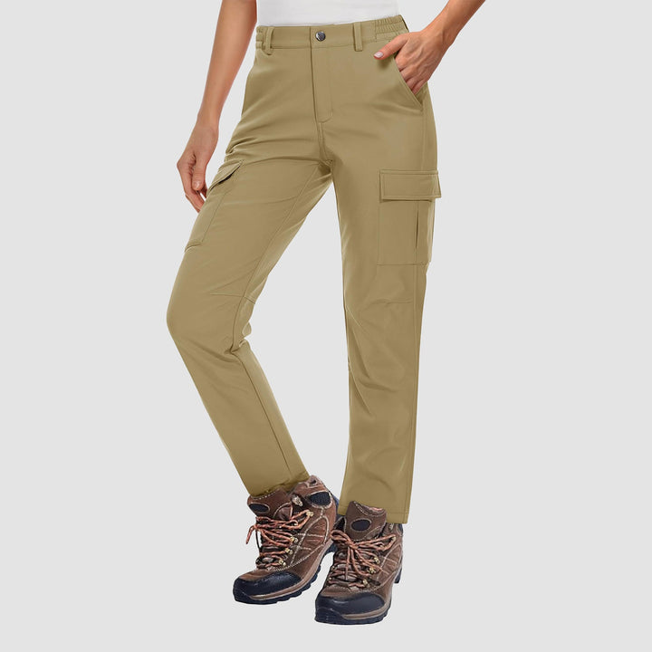 Pantaloni da trekking da donna, foderati in pile e idrorepellenti