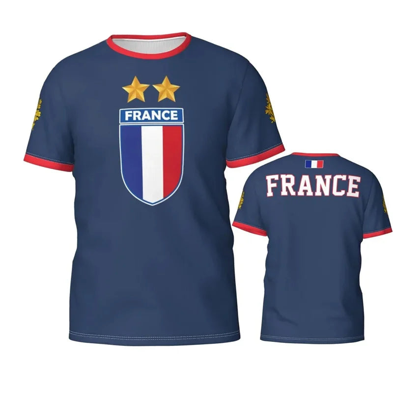 T-shirt Maillot Équipe de France | Emblème FFF Imprimé 3D | Coupe du Monde 2026